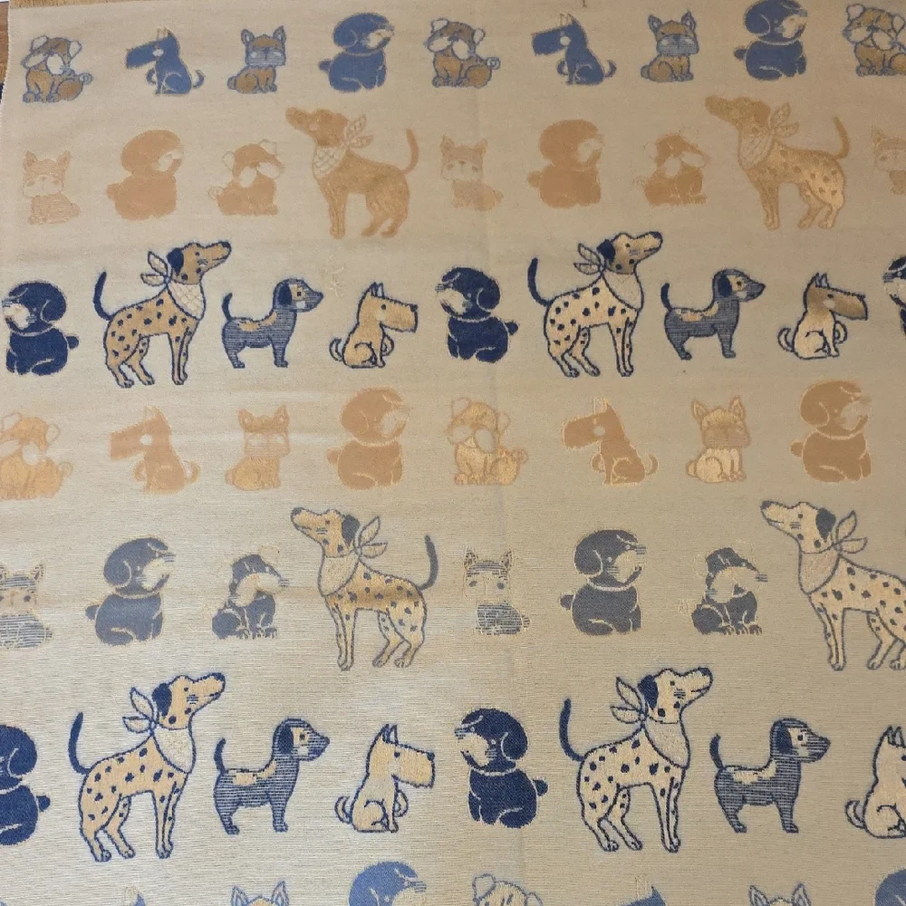 Dog Lover Gift Women's Blue and Tan Embroidered Puppy Print Scarf